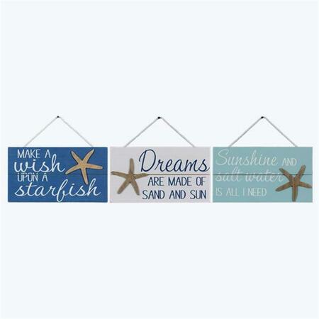 YOUNGS Wood Nautical Hanging Wall Sign, Assorted Color - 3 Piece 61628